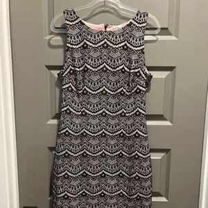 Guess Size 12 Sleeveless Pastel Pink with Black Lace Sheath Dress LIKE NEW